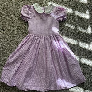Janie and Jack Purple Checkered Dress with White Collar 8 gingham smocked Easter